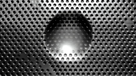 Generative AI : Background metal texture with repeated circles silver color Texture grunge metal scratched Old beautiful vintage metal textureの素材