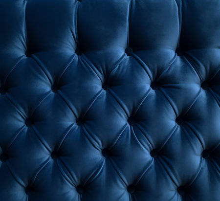 Generative AI : Texture beautiful upholstered velours velvet furniture in the classic style of rhombus Textured background sofa in deep intense blue coloursの素材