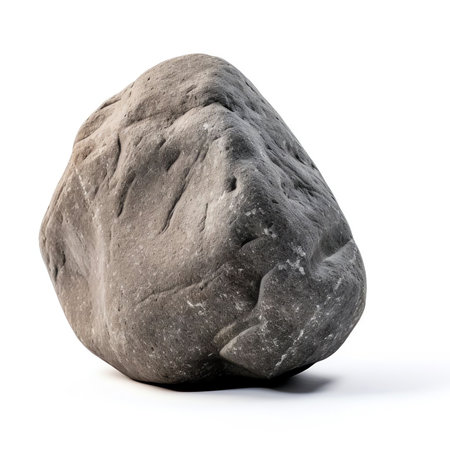 Generative AI : Large textured stone isolated on a white backgroundの素材
