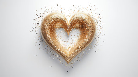 Generative AI : Drawing heart symbol on fabric textile with sequined sequins silver and gold closeup Shiny bright texture scales bright glamorous image Wallpaper background for parの素材