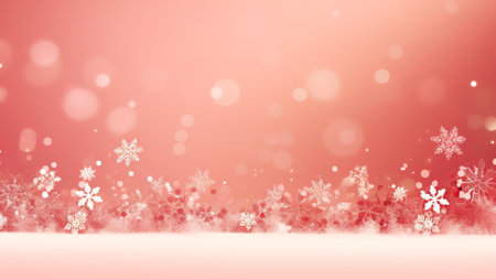 Generative AI : Winter snowy blurry background in light silver pink tones Falling defocused snow with beautiful light abstract snowflakes in blur and inscription of Merry Christmasの素材