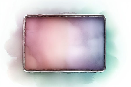 Generative AI : Abstract watercolor stain of turquoise and beige color of delicate pastel shades of square shape with frame Banner for text Abstract image of skyの素材