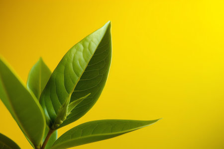 Generative AI : Beautiful natural macro texture green leaves in nature yellow emerald tonesの素材