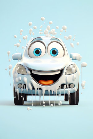 Generative AI : Snow background Texture of wet snow with a cheerful smiley symbol pattern in the winter window of the car outdoors closeup Smile in the snow happy cheerful imageの素材