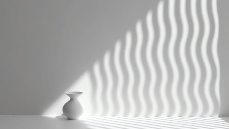 Generative AI : Light ackground image in gray tones with minimalist design of lights and shadows for product presentation or other creative purposesの素材