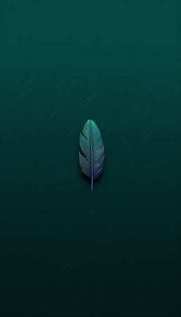 Generative AI : Feather on water The bubbles in the feathers on a beautiful green background The texture of Featherの素材