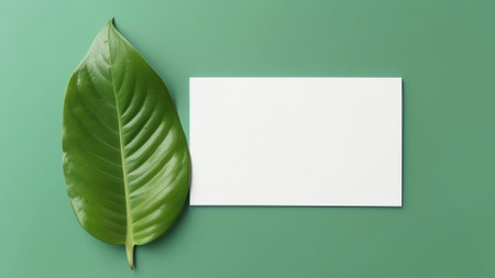 Generative AI : Creative layout composition frame of juicy dark green leaves with beautiful texture with paper card note macro Flat lay Nature concept copy spaceの素材