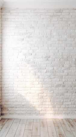 Generative AI : Background texture image of illuminated antique light brick wall Rounded corners of the bricks and slight shadow add volumeの素材