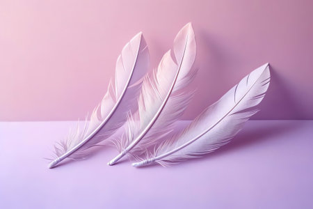 Generative AI : Beatyful and very light airy pink background image based on macro photo of bird feathersの素材