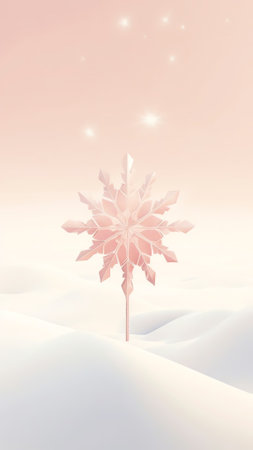 Generative AI : Winter snowy blurry background in light silver pink tones Falling defocused snow with beautiful light abstract snowflakes in blur and inscription of Merry Christmasの素材