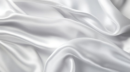 Generative AI : White gray satin texture that is white silver fabric silk panorama background with beautiful soft blur pattern natural.の素材
