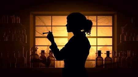 Generative AI : Silhouette of engineer male drinking waterの素材