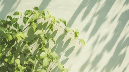 Generative AI : Beautiful plants green ivy on grey cement wall texture with brick decoration English garden or nature creeper leaf background with copy space concept Exterior outdoの素材