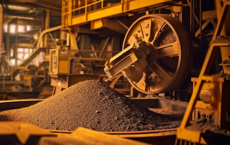 Generative AI : Blurred ball mill machine for backgroundの素材