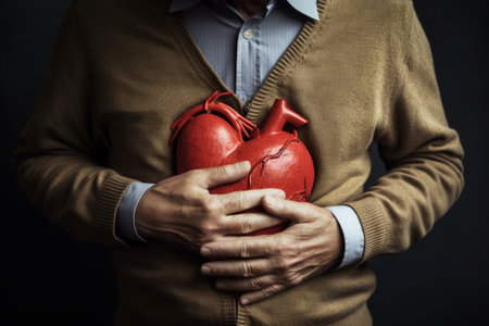 Generative AI : Older asian man clutching and having chest pain cause from heart attack Heart disease in senior man with isolated background and have clipping path Old people healtの素材