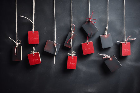 Generative AI : Red color hanging tags paper Happy new year 2017 conceptの素材