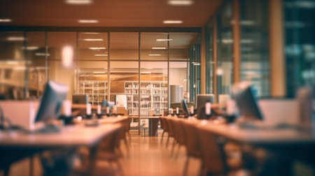 Generative AI : Blurred coworking space backgroundの素材