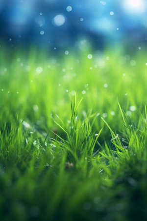 Generative AI : Blured green grass backgroundの素材