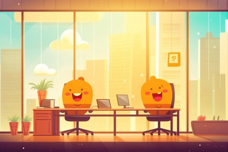 Generative AI : Happy workplace officeの素材