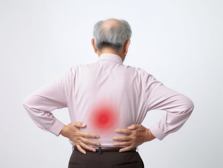 Generative AI : Older asian man is having stomach ache pain concept with isolated background Senior or mature people suffering from digestion problem or acid reflux or heartburn Elの素材