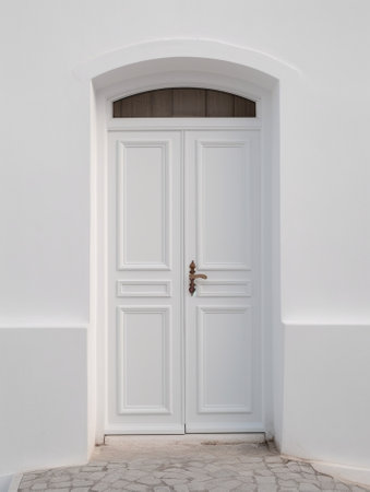 Generative AI : The white door with black glassの素材