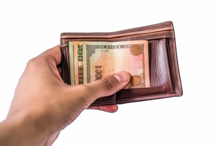 Generative AI : Close up of asian womans hand holding vietnam bank note make payment at shop or supermarket Asia currency exchange or finance concept Vietnamese giving money or oppの素材