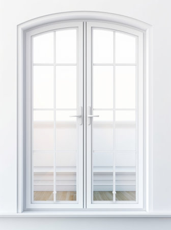 Generative AI : Double white door with reflected mirrorの素材