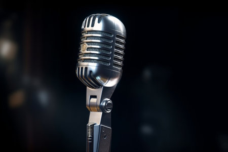 Generative AI : Condenser microphone in darkの素材