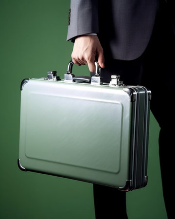 Generative AI : Hands businessman carry a brief case men bag on the way on the high building officeの素材
