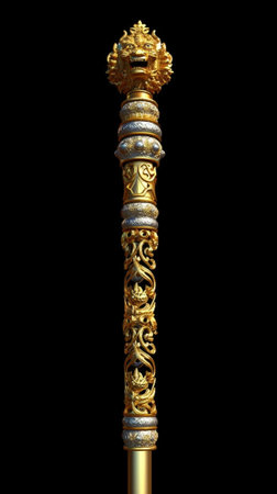 Generative AI : Isolated double Lighting pole decorated with Thai Kinaree mythology halfwoman and halfbirdの素材