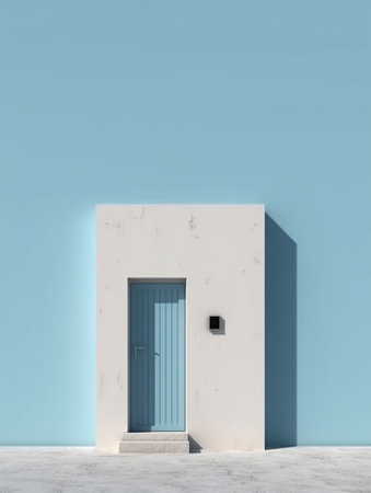 Generative AI : The white door with black glassの素材