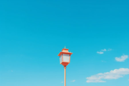Generative AI : The lamp with blue sky backgroundの素材