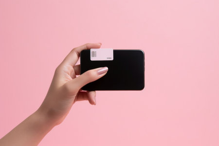 Generative AI : Top view consumer womans hand holding credit card making ebank online payment for purchase in online website store with laptop computer Ecommerce website payments nの素材