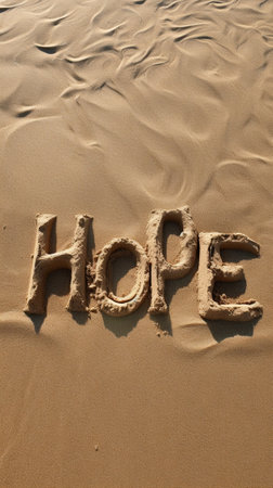 Generative AI : Where is the loveHandwriting on the sand at the beachの素材