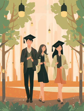 Generative AI : three students are studying at the park  brazilian caucasian and asian people  college school people and lifestyle conceptの素材