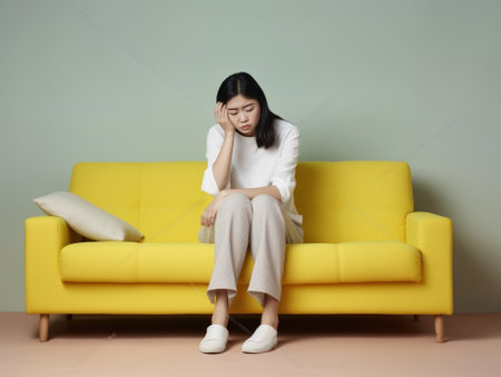 Generative AI : girl is thinking of her last relationship she feels alone and abandoned  lifestyle conceptの素材