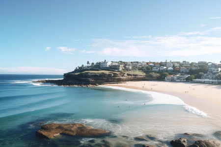 Generative AI : Bondi beach Sydney Australia Fish eye viewの素材