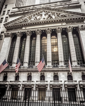 Generative AI : Wall street sign with focus on sign  New york stock exchangeの素材