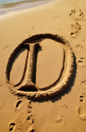 Generative AI : Where is the loveHandwriting on the sand at the beachの素材