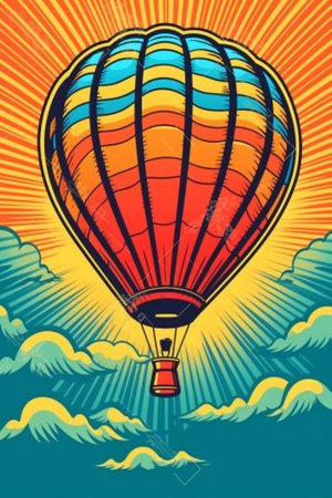 Generative AI : hot air balloon flying in the sky  a symbol of freedomの素材
