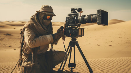 Generative AI : Cameraman is filming a movie sceneの素材