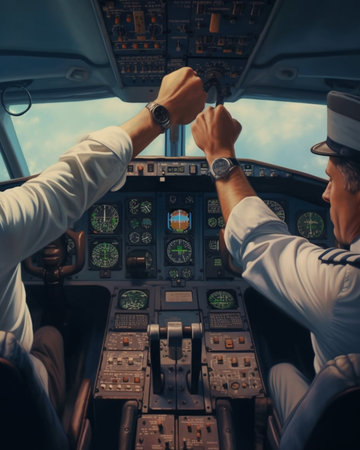 Generative AI : Handshake between two aircraft pilotsの素材
