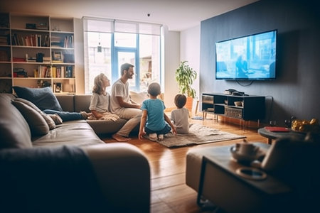 Generative AI : Friends playing videogames having fun in the living room Concept about home entertainmentの素材