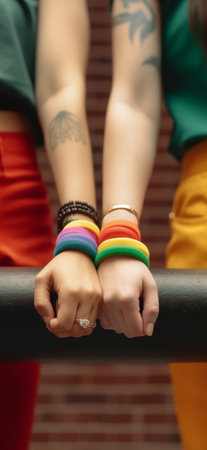 Generative AI : Multiracial couple holding hands  Multi ethnic love over social barriers conceptの素材