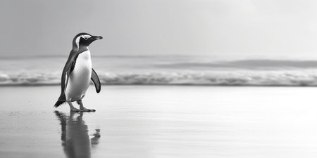 Generative AI : Image of a penguin looking the oceanの素材