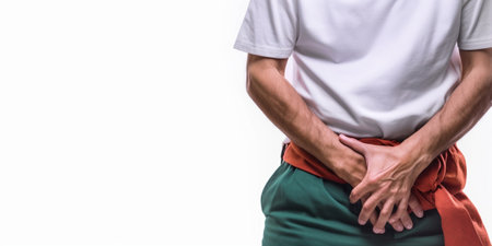 Generative AI : Patient with stomach ache visiting gastroenterologist  Healthcare and medical conceptの素材