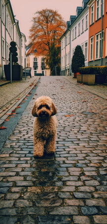 Generative AI : dog in the streetの素材