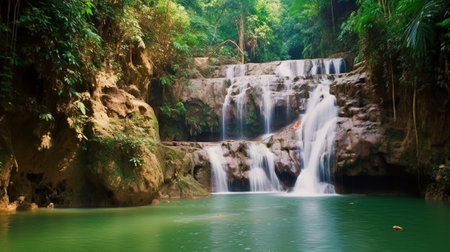 Generative AI : Klongchao waterfall in Koh kood island Thailandの素材