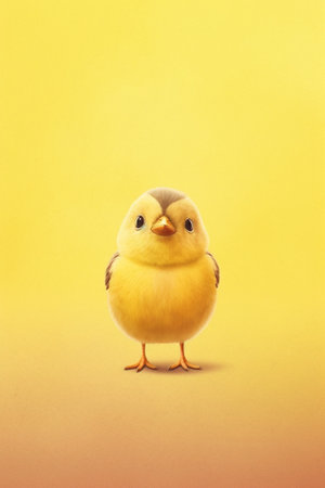 Generative AI : The cute little yellow bird standing aloneの素材