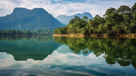 Generative AI : Pangung lake Maehongson Thailandの素材